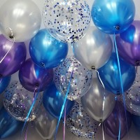 Гелиевые шары под потолок "Синий и фиолетовый"